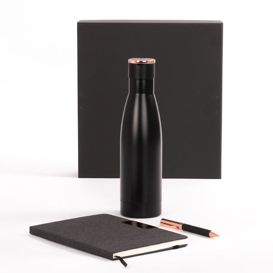 SET DE REGALO NEGRO Y COBRE